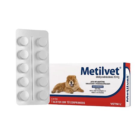 Metilvet Anti-inflamatório 20mg 10 Comprimidos