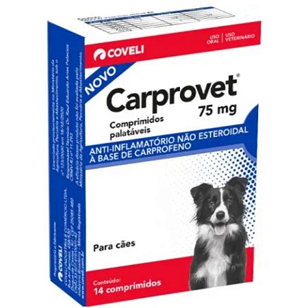 Anti-inflamatório Carprovet para Cães 75mg - 14 Comprimidos