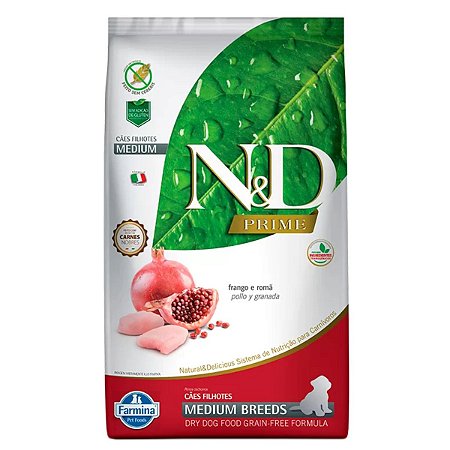 N&D Prime para Cães Filhotes Raças Médias Frango e Romã -2,5Kg