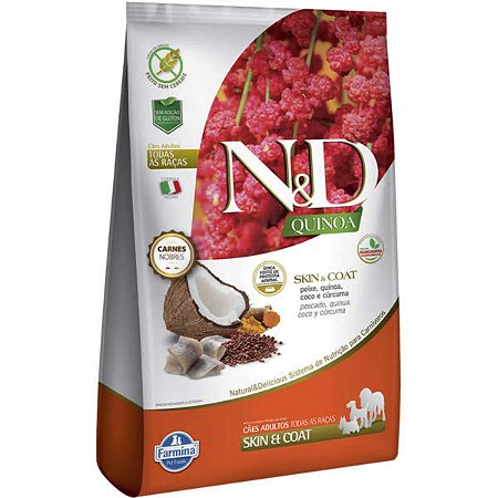 N&D Quinoa Skin e Coat Cães Adultos Todas as Raças Peixe - 800g