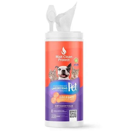 Toalhas Umedecidas para Cães e Gatos Mait Clean Protect com Clorexidina 40 Unidades
