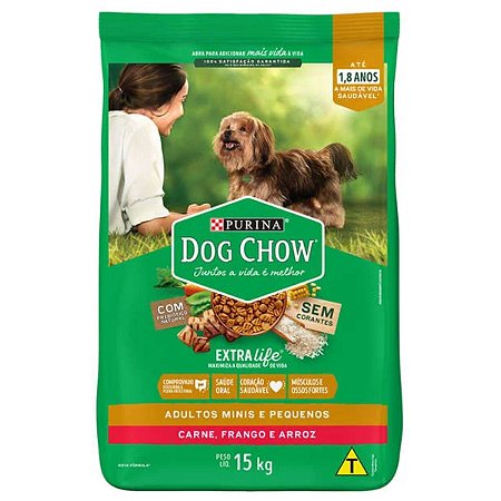 Dog Chow Adulto Racas Pequenas Carne, Frango e Arroz - 15Kg