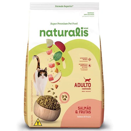 Naturalis Super Premium para Gatos Adultos Castrados Salmão e Frutas 7,5kg