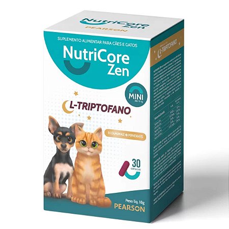 NutriCore Zen Mini Até 10kg Suplemento Alimentar para Cães e Gatos 30 Cápsulas