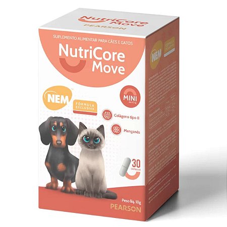 NutriCore Move Mini Até 10kg Suplemento Alimentar para Cães e Gatos 30 Cápsulas