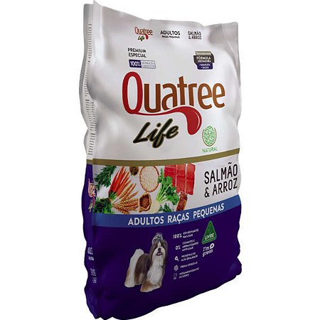 Quatree Life Cães Adultos Raças Pequenas Salmão 3Kg