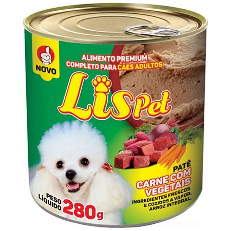 Ração Úmida para Cães Filhotes Patê Lis Pet Carne com Vegetais 280g