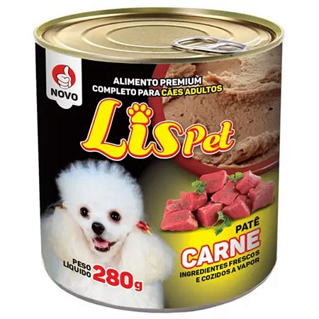 Ração Úmida para Cães Adultos Patê Lis Pet Carne 280g