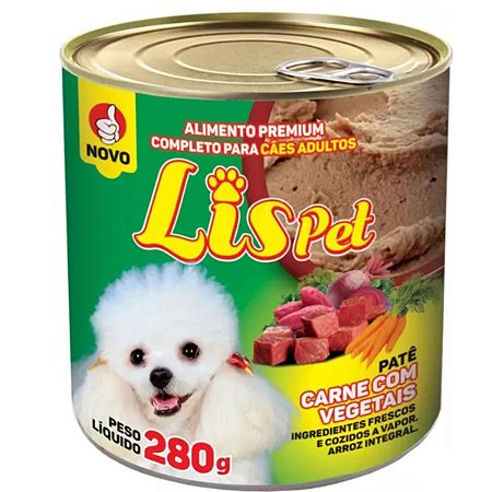 Ração Úmida para Cães Adultos Patê Lis Pet Carne Com Vegetais 280g