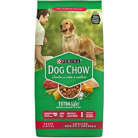 Dog Chow Extra Life Adultos Racas Medias E Grandes Carne e Frango 1 kg