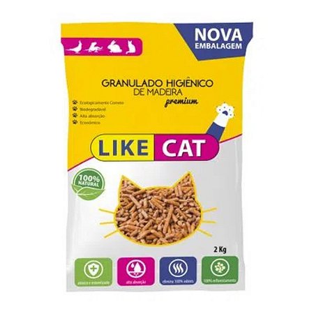 Granulado Higiênico de Madeira Like Cat 2kg