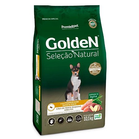 Golden Seleção Natural Cães Adultos Raças Pequenas Frango e Batata Doce 10,1kg