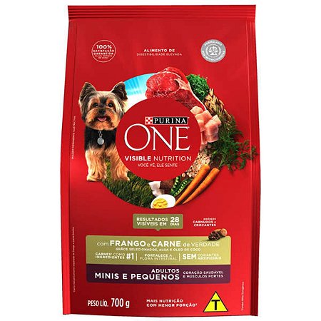 One Cães Adultos Minis e Pequenos Frango e Carne 700g