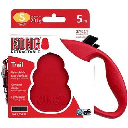 Guia Retrátil Kong Trail Vermelha para Cães até 20kg 5m P