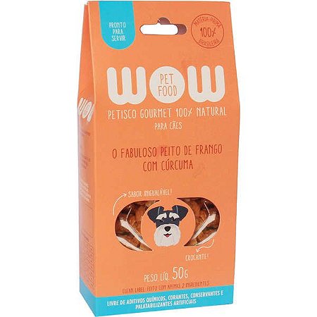 Petisco Natural Wow O Fabuloso Peito de Frango com Cúrcuma para Cães 50g