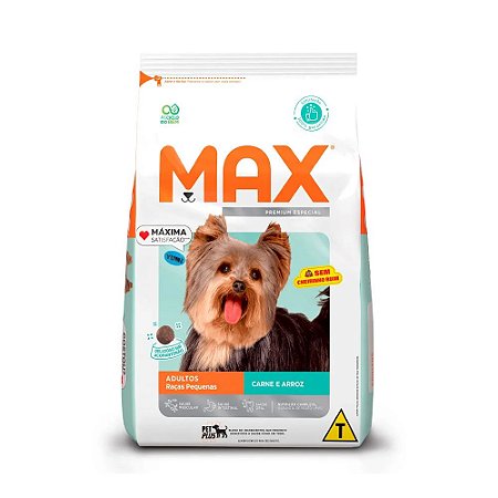 Max para Cães Adultos de Porte Pequeno Sabor Carne e Arroz 1kg