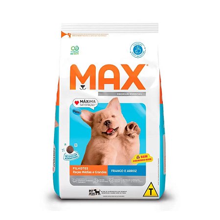 Ração Max Cães Filhotes Raças Médias e Grandes Frango 15kg