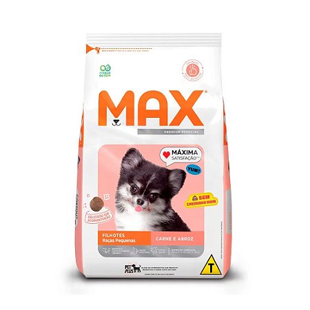 Max para Cães Filhotes de Porte Pequeno Sabor Carne e Arroz 3kg