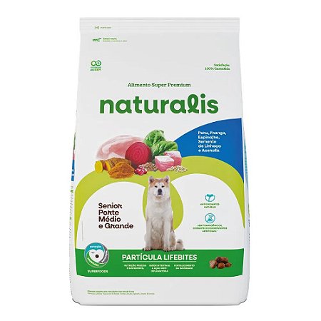 Naturalis Lifebites Cães Sênior Porte Médio e Grande Peru, Frango, Legumes e Frutas 2,5kg