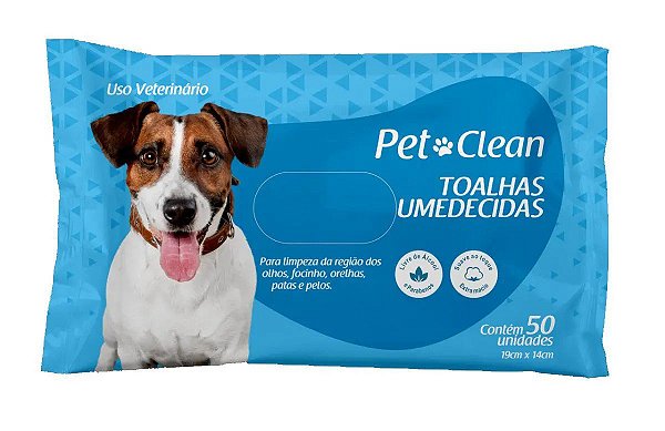 Toalhas Umedecidas Para Cães e Gatos 50 Unidades Pet Clean