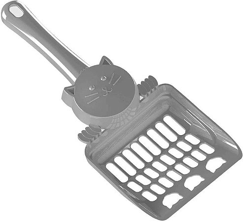 Pá Higiênica Pet Injet Cara de Gato Prata Pequena