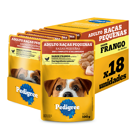 Sachê Pedigree Cães Adultos Raças Pequenas Frango 100g Kit 18 Unidades