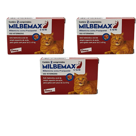 Milbemax FC para Gatos de 2 Kg a 8 Kg 2 Comprimidos Kit 3 Caixas
