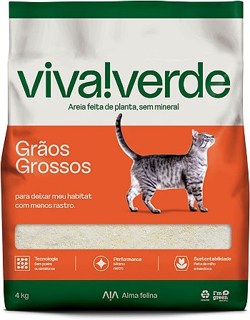 Areia Higiênica Viva Verde Grãos Grossos 4Kg
