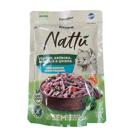 Sachê Premier Nattu Cães Adultos Porte Pequeno Frango e Abóbora 85g