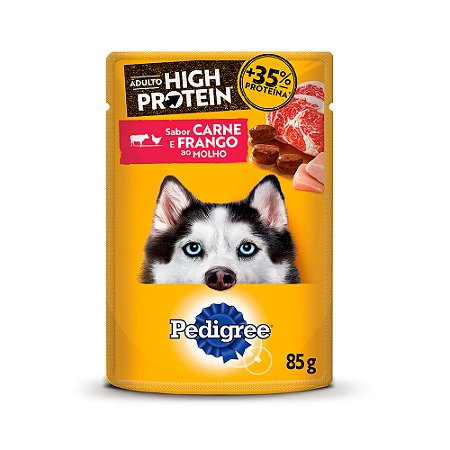Sachê Pedigree High Protein Cães Adultos Carne e Frango ao Molho 85g