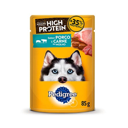 Sachê Pedigree High Protein Cães Adultos Porco e Carne ao Molho 85g