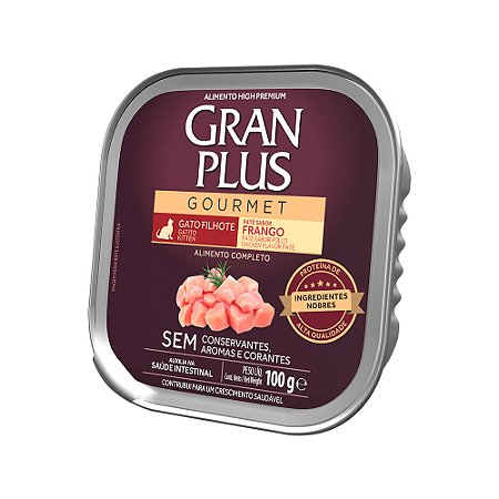 Patê Gran Plus Gourmet Gato Filhote Frango 100g