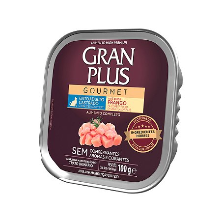 Patê Gran Plus Gourmet Gato Castrado Frango 100g