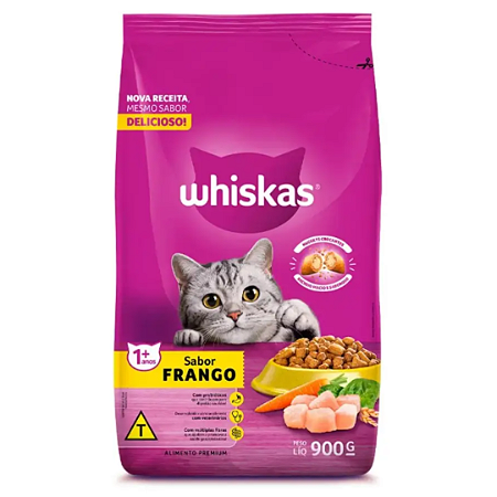 Ração Whiskas Gatos Adultos Frango 900g