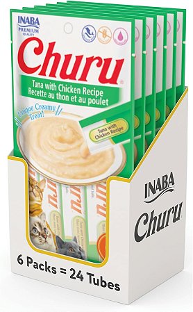 Petisco Churu Para Gatos Atum Com Galinha Kit Com 6 Unidades