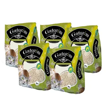Areia Higiênica Gatozim 4Kg Fardo Com 5 Sacos