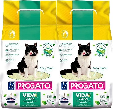 Areia Progato Vida Clean 1,8 kg Kit Com 2 Unidades