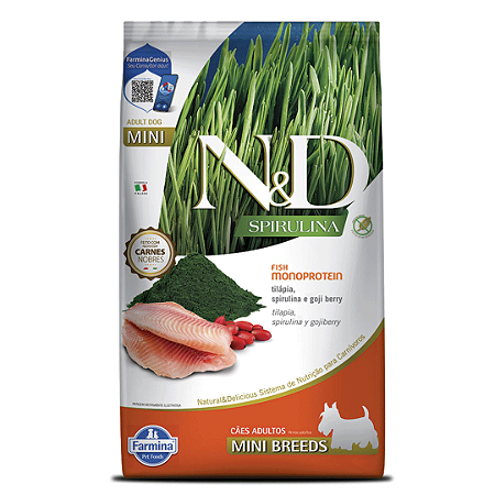 N&D Spirulina Tilápia e Goji Berry Cães Adultos Raças Mini 2kg