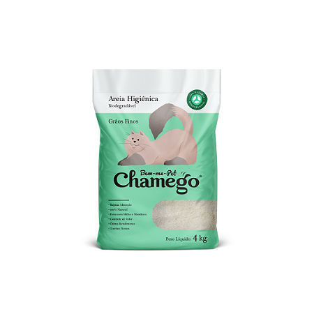 Areia Higiênica Biodegradável Chamego 4kg Grão Finos