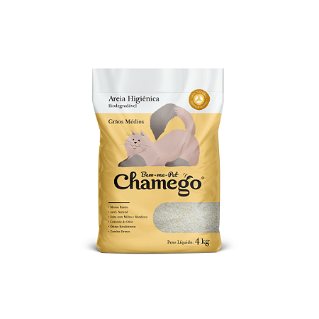 Areia Higiênica Biodegradável Chamego 4Kg Grãos Médios
