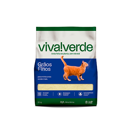 Areia Higienica Viva Verde Grãos Finos 10Kg