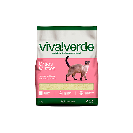 Areia Higienica Viva Verde Grãos Mistos 10Kg