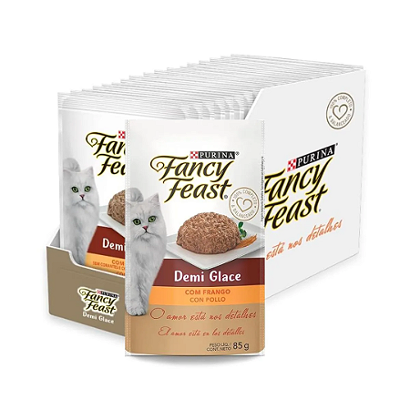 Sache Fancy Feast Demi Glace Frango 100g Kit Com 15 Unidades