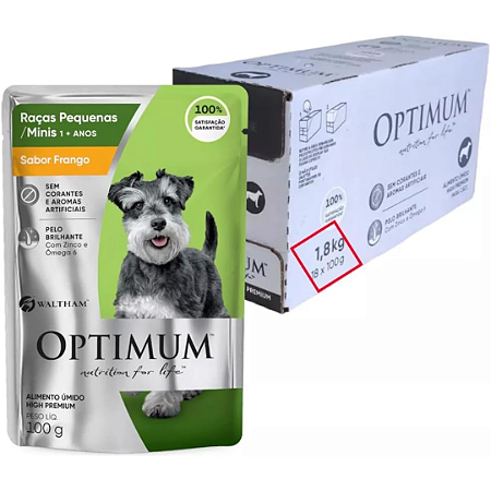 Sachê Optimum Cães Adultos Raças Pequenas 100g Kit Com 18 Unidades