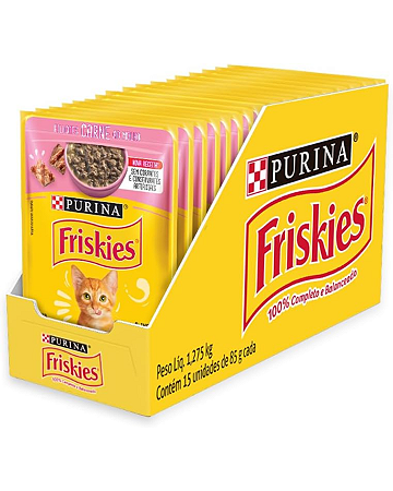 Sachê Friskies Filhotes Carne Ao Molho 85g Kit Com 15 Unidades