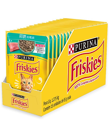 Sachê Friskies Atum ao Molho 85g Kit Com 15 Unidades