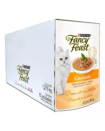 Sache Fancy Feast Casserole Com Frango E Peru 85g Kit Com 15 Unidades