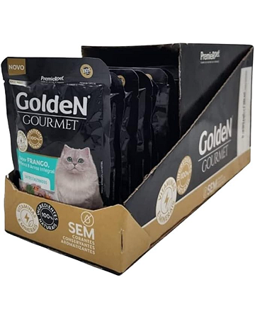 Sachê Golden Gourmet Gato Adulto Frango Kit com 20 Unidades