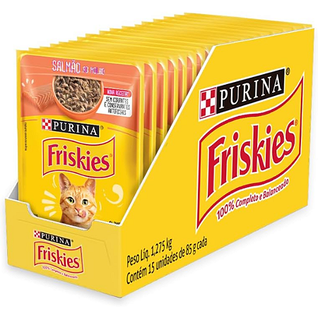 Sachê Friskies Salmão ao Molho 85g Kit Com 15 Unidades