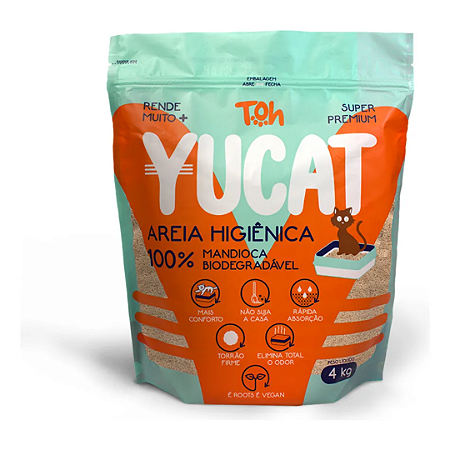Areia Higiênica de Mandioca Biodegradável Yucat 4kg